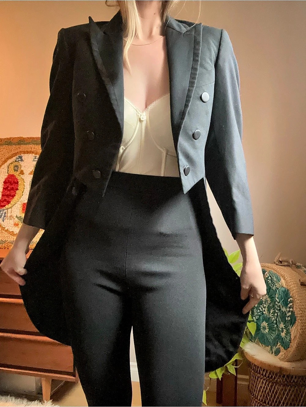 Vintage Black Cropped Tuxedo Blazer Ringmaster